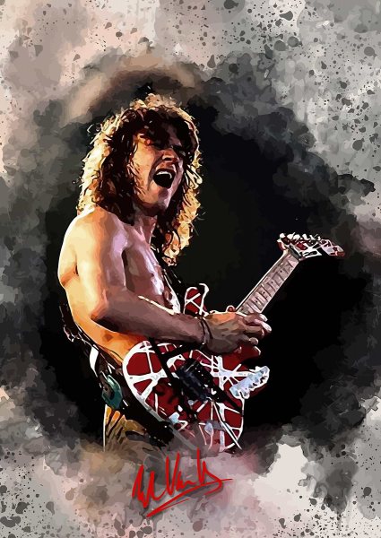 Maestro Eddie Van Halen Watercolor Portraits Müzik Posteri – Duvar Tablosu duvarda gerçek ölçek