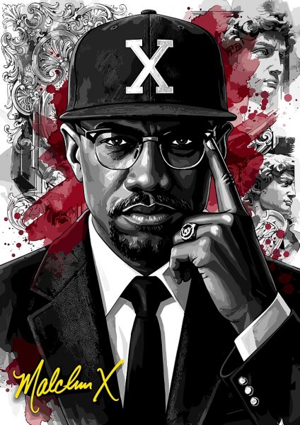 Malcolm X Stylized Portrait Art Film Posteri – Duvar Tablosu
