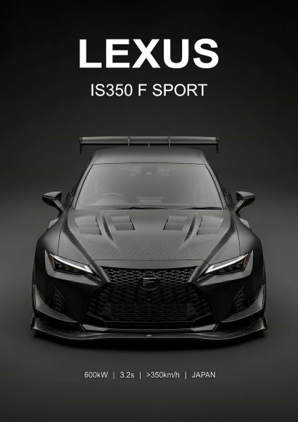 matte balck Lexus IS350 F Sport Araba Posteri – Duvar Tablosu duvarda gerçek ölçek