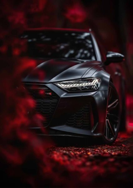 Matte Black Audi RS6 Avant Araba Posteri – Duvar Tablosu
