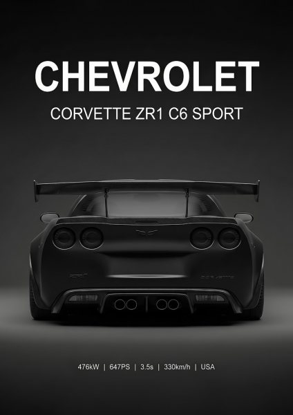matte black Chevrolet Corvette ZR1 C6 rear car Araba Posteri – Duvar Tablosu duvarda gerçek ölçek