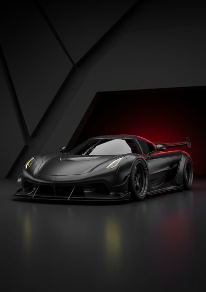 Matte Black Koenigsegg Jesko Supercar Araba Posteri – Duvar Tablosu duvarda gerçek ölçek