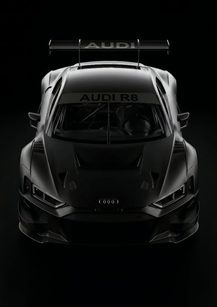 Matte Black R8 Race Car Araba Posteri – Duvar Tablosu