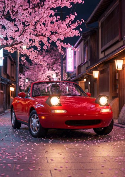 Mazda Mx 5 Miata Na Cherry Blossom Araba Posteri – Duvar Tablosu duvarda gerçek ölçek