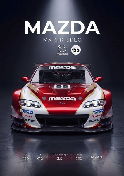 Mazda MX-6 R-Spec Racing Car Araba Posteri – Duvar Tablosu