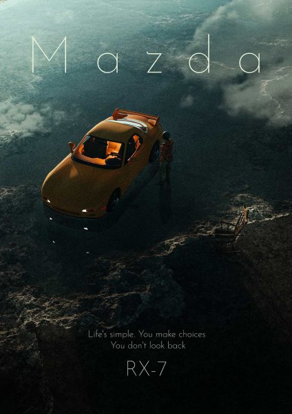Mazda RX-7 Cinematic Car Araba Posteri – Duvar Tablosu