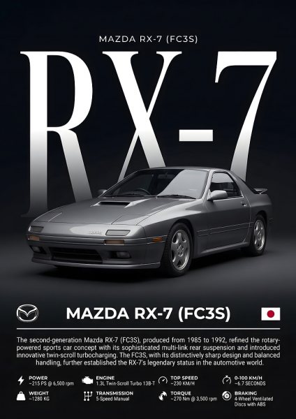 Mazda RX-7 (FC3S) Automotive Araba Posteri – Duvar Tablosu