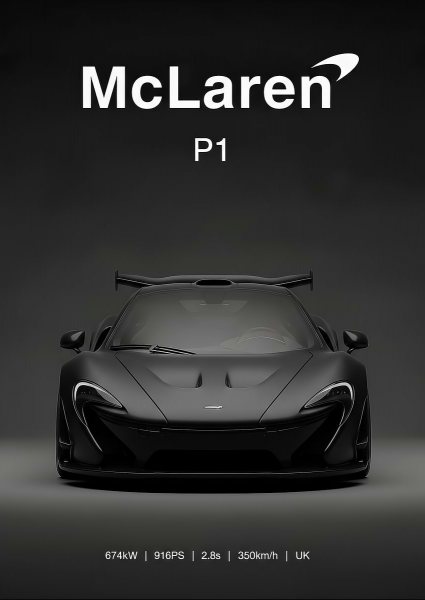 McLaren P1 Matte Black Araba Posteri – Duvar Tablosu