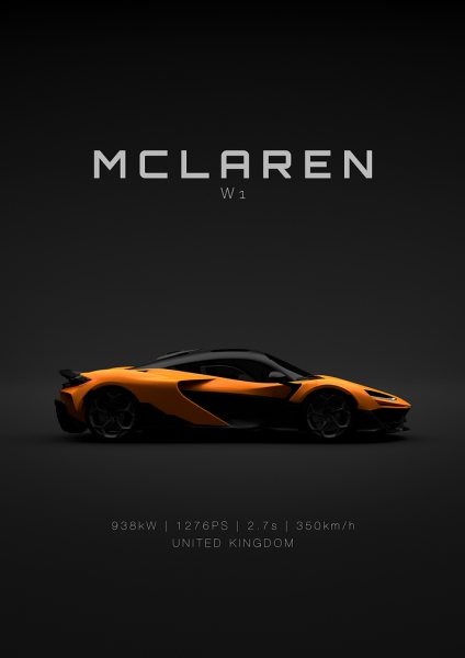 Mclaren W1 Orange - Specs Araba Posteri – Duvar Tablosu