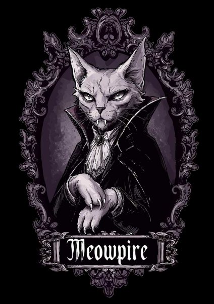 Meowpire Vampire Cat Film Posteri – Duvar Tablosu duvarda gerçek ölçek