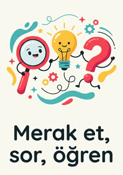 Merak Et Sor Öğren Sınıf Posteri – Düz vektör Duvar Tablosu