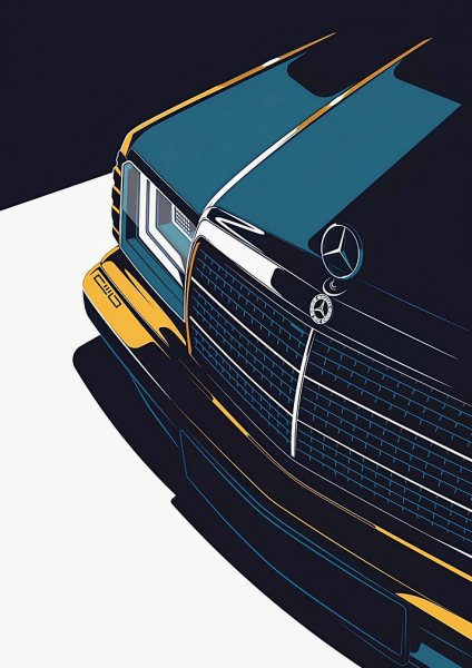 Mercedes-Benz Front View Illustration Araba Posteri – Duvar Tablosu poster görseli