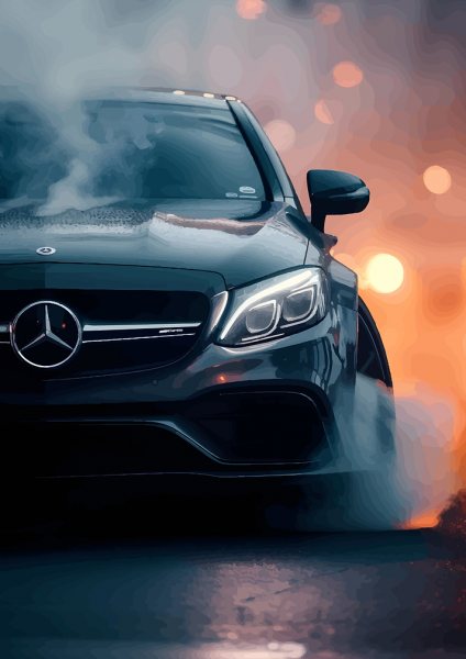 Mercedes-Benz in Smoke Araba Posteri – Duvar Tablosu duvarda gerçek ölçek