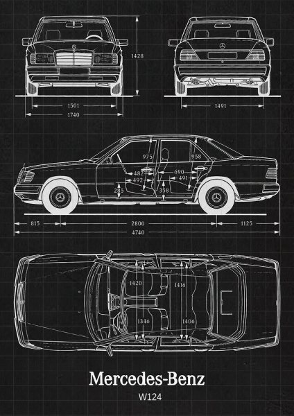 MercedesBenz W124 Araba Posteri – Duvar Tablosu poster görseli