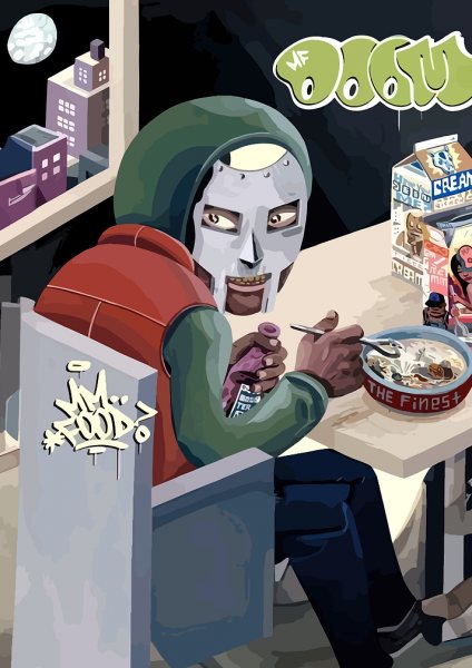 MF DOOM Eating Cereal Müzik Posteri – Duvar Tablosu duvarda gerçek ölçek