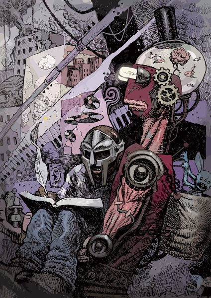 MF DOOM Illustration with Steampunk Elements Müzik Posteri – Duvar Tablosu poster görseli