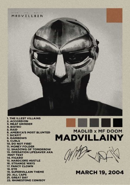 MF DOOM Madvillain Album Cover Müzik Posteri – Duvar Tablosu duvarda gerçek ölçek