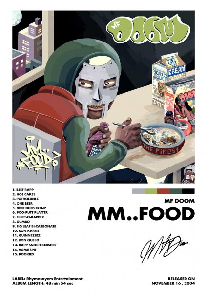 MF DOOM Mm..Food Müzik Posteri – Duvar Tablosu duvarda gerçek ölçek