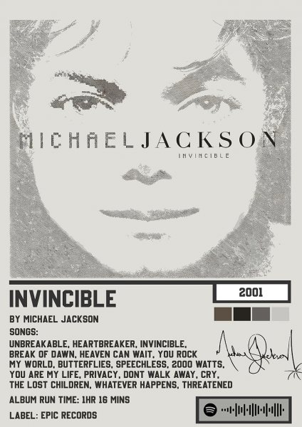 Michael Jackson Invincible Album Müzik Posteri – Duvar Tablosu