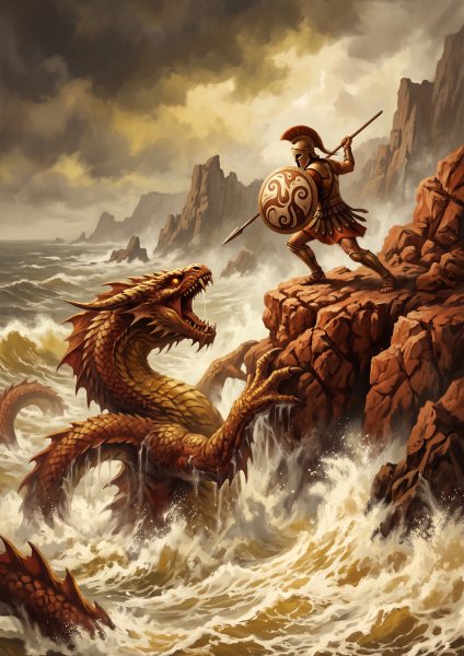 Mitolojik Dev ve Savaşçı Posteri – Sinematik Duvar Tablosu