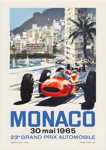 Monaco Grand Prix Formula Araba Posteri – Duvar Tablosu duvarda gerçek ölçek
