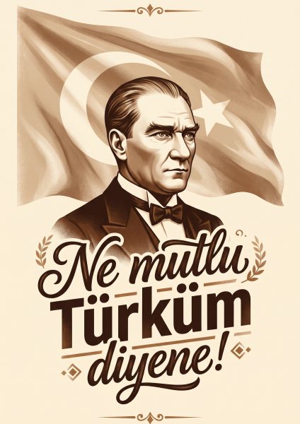 Ne Mutlu Türküm Diyene Atatürk Posteri – Tipografi Duvar Tablosu