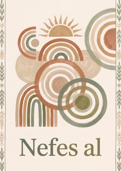 Nefes Al Posteri – Boho Duvar Tablosu duvarda gerçek ölçek