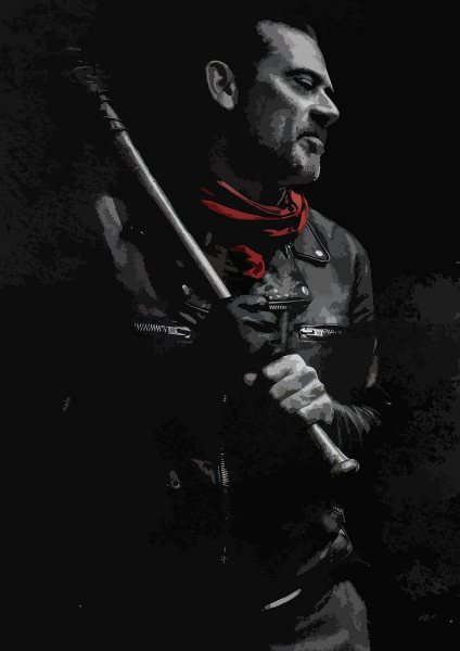 Negan with Lucille in the shadows Film Posteri – Duvar Tablosu duvarda gerçek ölçek