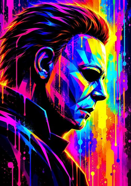 Neon Pop Art Michael Myers Portrait Film Posteri – Duvar Tablosu