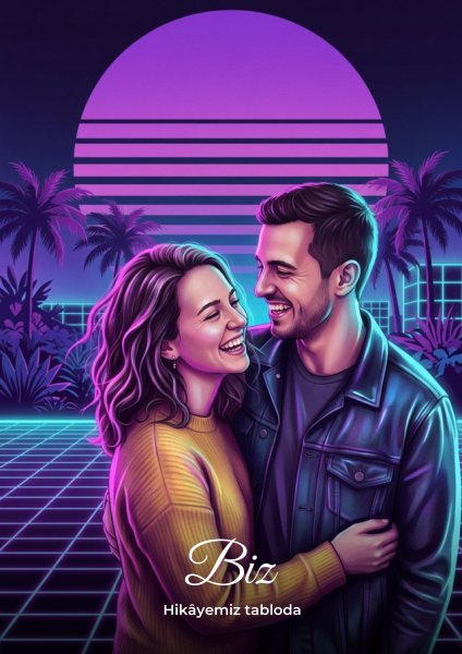 Neon Retro Synthwave Kişiye Özel Portre