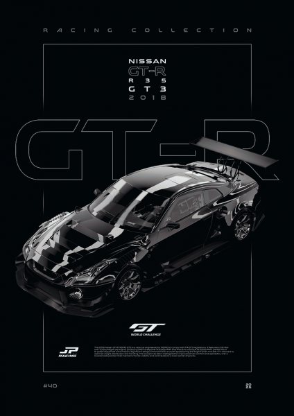 Nissan GTR R35 GT3 2018 Araba Posteri – Duvar Tablosu duvarda gerçek ölçek