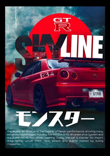 Nissan Skyline GT-R R34 Araba Posteri – Duvar Tablosu