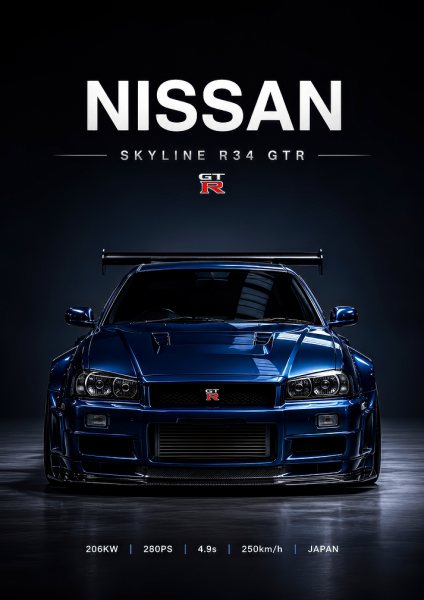 Nissan Skyline R34 GT-R Araba Posteri – Duvar Tablosu