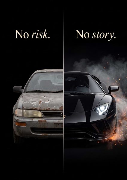 No Risk No Story Motivational Art Araba Posteri – Duvar Tablosu poster görseli