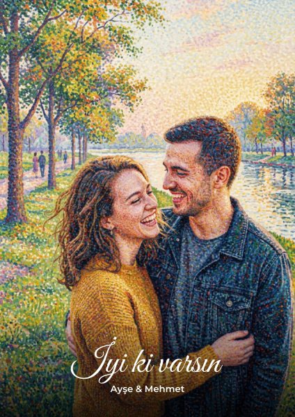 Noktacılık (Seurat) Tarzı Kişiye Özel Portre