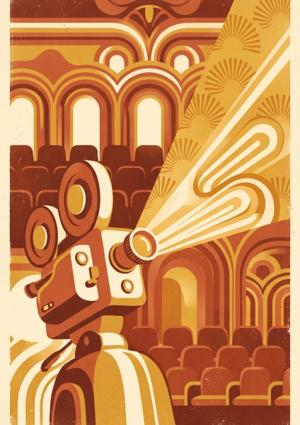 Nostaljik Sinema Makinesi Retro Posteri – Retro Duvar Tablosu duvarda gerçek ölçek
