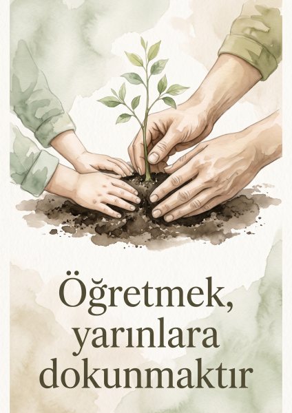 Öğretmek Yarınlara Dokunmaktır Posteri – Suluboya Duvar Tablosu duvarda gerçek ölçek