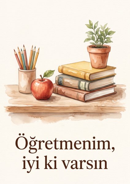Öğretmenim İyi ki Varsın Posteri – Suluboya Duvar Tablosu