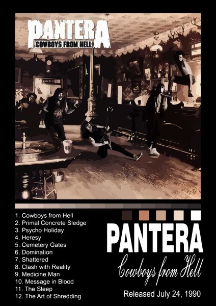 Pantera Cowboys From Hell Album Cover Müzik Posteri – Duvar Tablosu duvarda gerçek ölçek