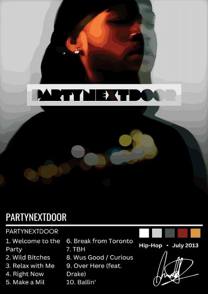 PARTYNEXTDOOR Album Cover Art Müzik Posteri – Duvar Tablosu duvarda gerçek ölçek