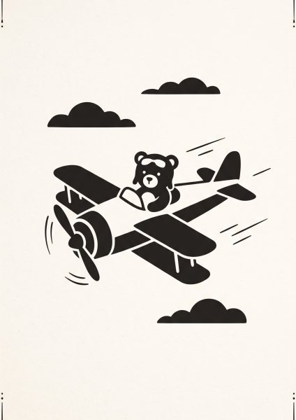 Pilot Ayıcık Posteri – Minimal Duvar Tablosu