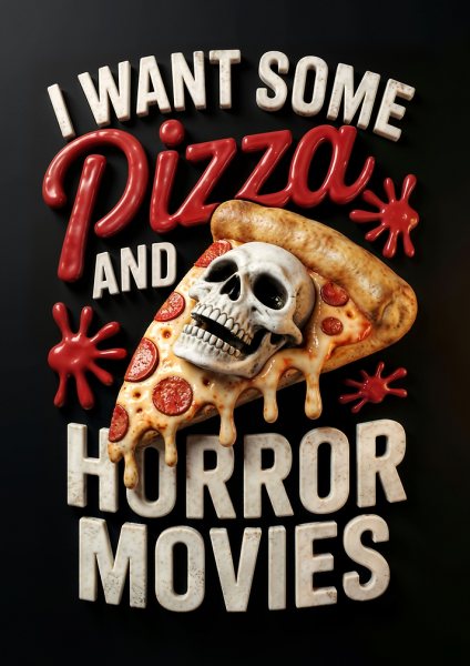 Pizza and Horror Movies Film Posteri – Duvar Tablosu duvarda gerçek ölçek