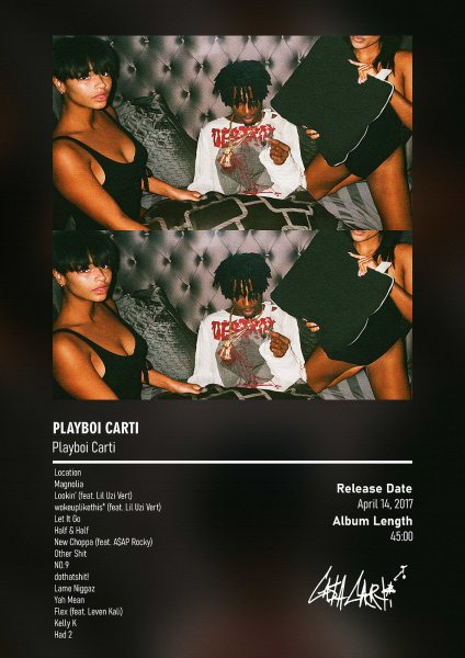 Playboi Carti Album Cover Müzik Posteri – Duvar Tablosu duvarda gerçek ölçek