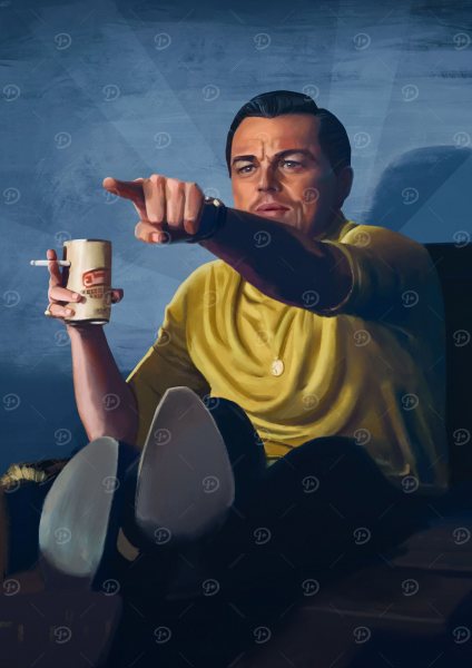 Pointing Leo Meme Film Posteri – Duvar Tablosu duvarda gerçek ölçek