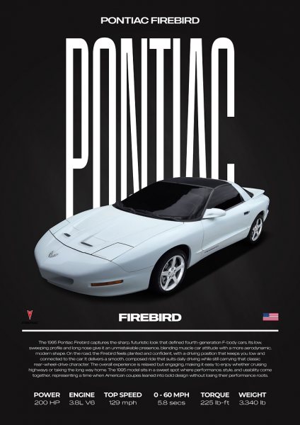 Pontiac Firebird Car Araba Posteri – Duvar Tablosu duvarda gerçek ölçek