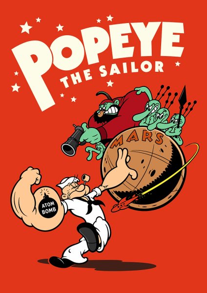 Popeye the Sailor vs Martians Film Posteri – Duvar Tablosu duvarda gerçek ölçek