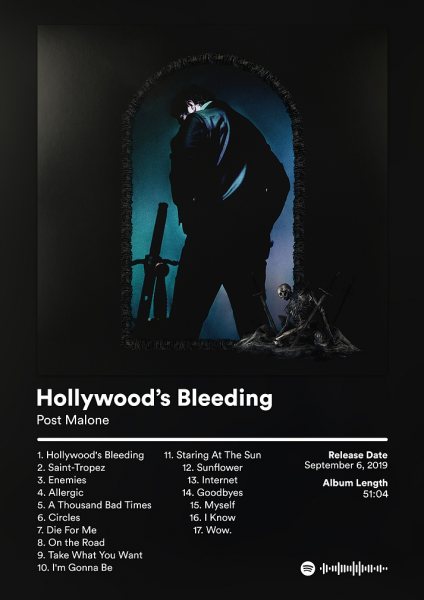 Post Malone - Hollywood's Bleeding Album cover Müzik Posteri – Duvar Tablosu