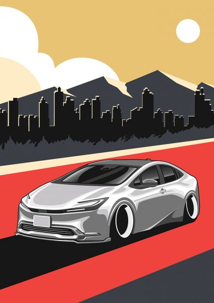 Prius XW60 Horizon Araba Posteri – Duvar Tablosu duvarda gerçek ölçek