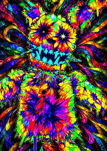 Psychedelic Stained Glass Teddy Bear Film Posteri – Duvar Tablosu poster görseli