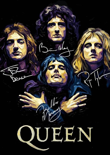 Queen Band Portrait painting art Müzik Posteri – Duvar Tablosu duvarda gerçek ölçek